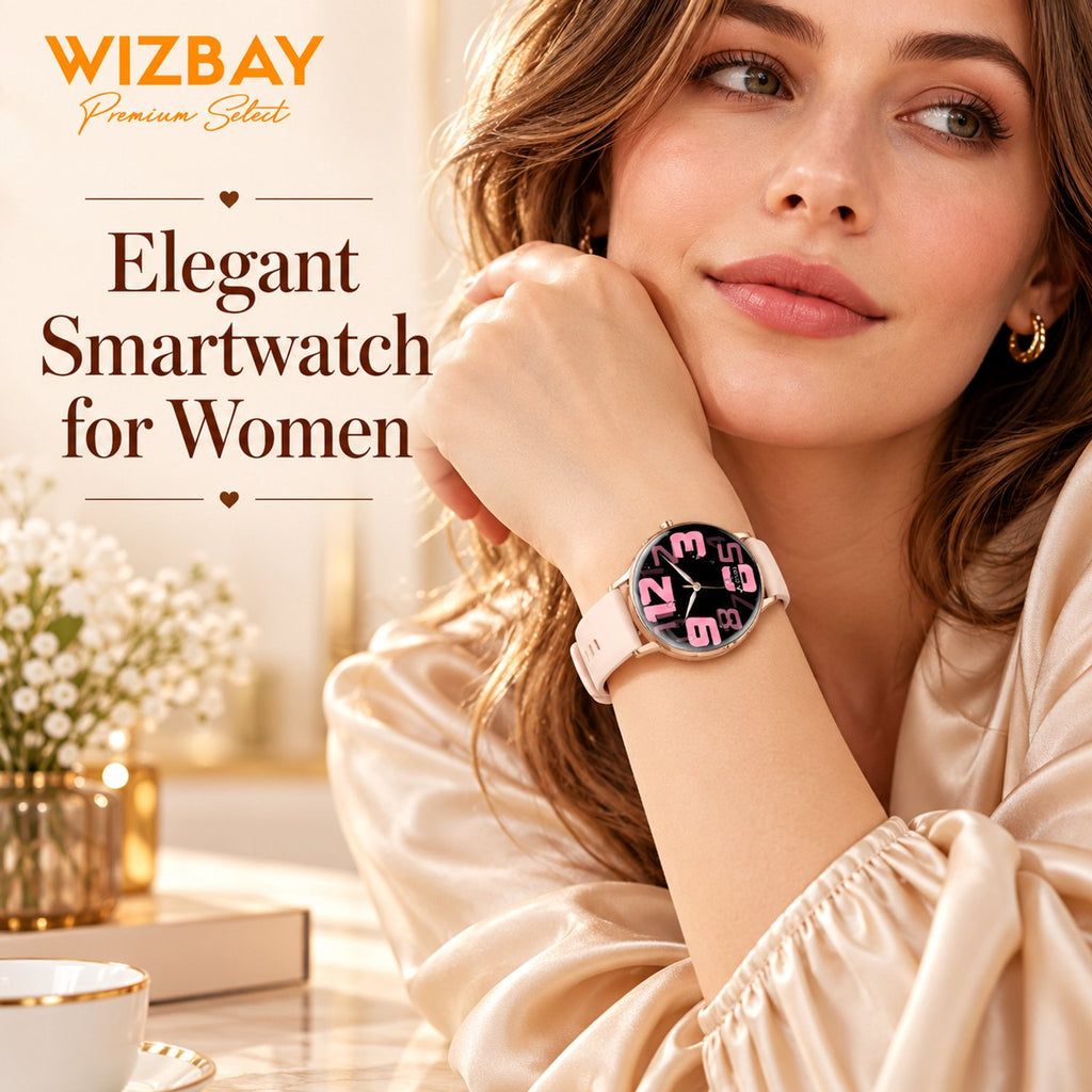 WizBay Premium Select® Smartwatch – AMOLED 1.32 inch – Multiple Sport Modi - Bluetooth Bellen – Flashlight – Hartslag SpO2 Slaap – Goud