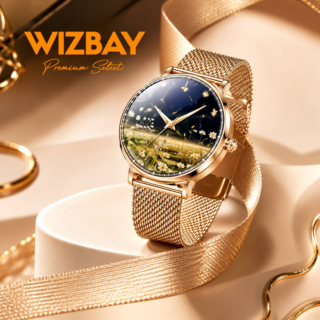 WizBay Premium Select® Smartwatch Dames - 1.32 inch AMOLED 3D Scherm - Bluetooth Bellen - Hartslag - SpO2 - Bloeddruk - IP67 - Goud
