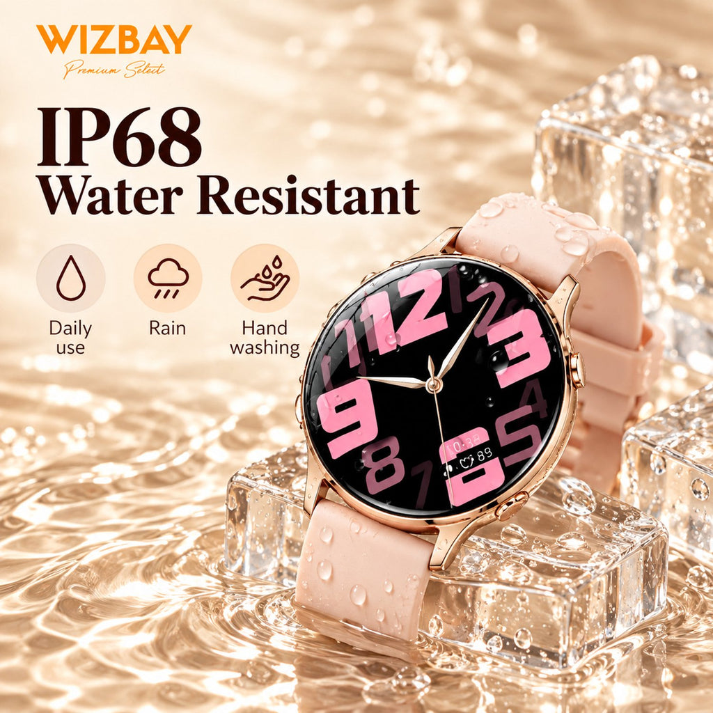 WizBay Premium Select® Smartwatch – AMOLED 1.32 inch – Multiple Sport Modi - Bluetooth Bellen – Flashlight – Hartslag SpO2 Slaap – Goud