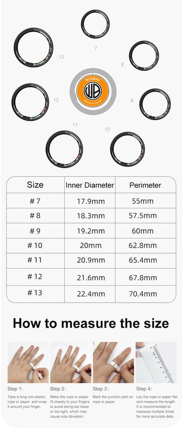 WizBay Premium Select® Smart Ring Zilver - Hartslag, Slaap, Bloeddruk, Zuurstof - Multi Sport Modi - Oplaadcase - Maat 10