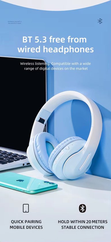 WizBay Premium Select® Headset met Microfoon HIFI Stereo - Headset Draadloos - HD Bluetooth Phone Call - Ingebouwde Microfoon - Superior 40mm Coil Sound -SD Card - Verstelbare Hoofdband - Soft Zuurstof doorlatend Ear Pads - Kleur Oranje met Zwart