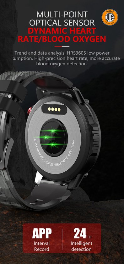 WizBay Premium Select® 1,6 Inch Sport Smartwatch - Bluetooth Bellen - Hartslag Bloeddruk Zuurstof - AI Voice Assist - IP68 Waterdicht - 24 Sportstanden - 400mAh Zwart
