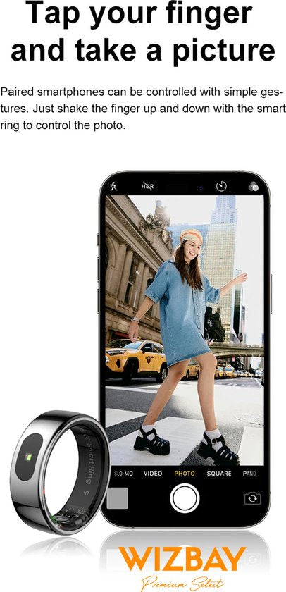 WizBay Premium Select® Smart Ring Zilver - Hartslag, Slaap, Zuurstof - Multi Sport Modi - Oplaadcase - Maat 10