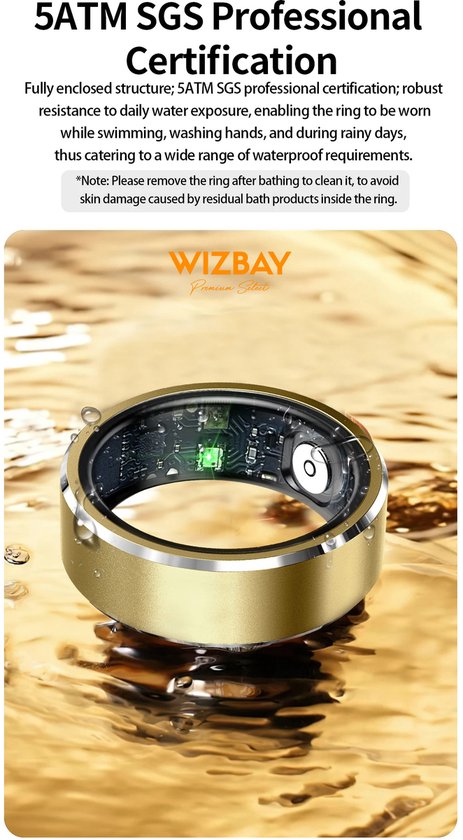 WizBay Premium Select® Aluminium Zilver Blush Smart Ring Dames Heren - Oplaad Case - Hypoallergeen - Hartslag & Slaap Monitor - IP68 Waterdicht - O2 Meting - Gesture Functie - Multiple Sport Modi - #12