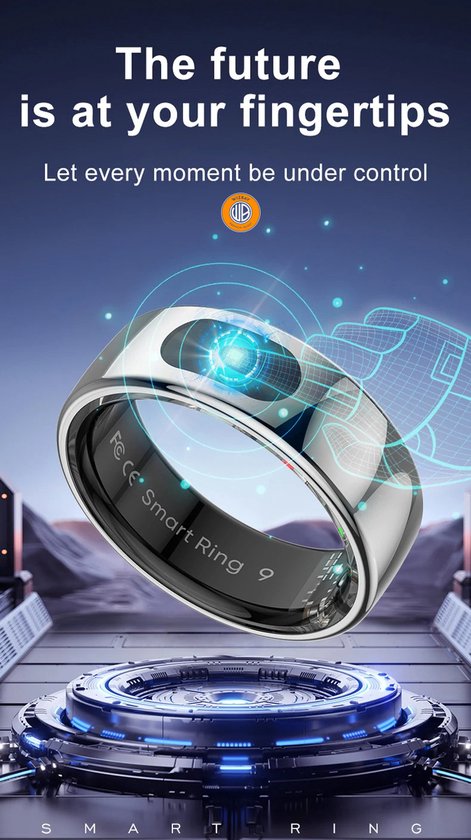 WizBay Premium Select® Smart Ring Zilver - Hartslag, Slaap, Zuurstof - Multi Sport Modi - Oplaadcase - Maat 10