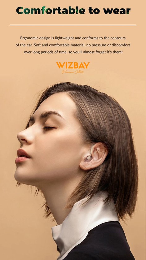 WizBay Premium Select® 2x 16-Kanaals DSP Digitaal Gehoorapparaat – AHO Achter Het Oor – Geluid Reductie - Noise Reduction – Easy Click – Oplaadbare LED L/R Box – Gehoorversterker - Beige