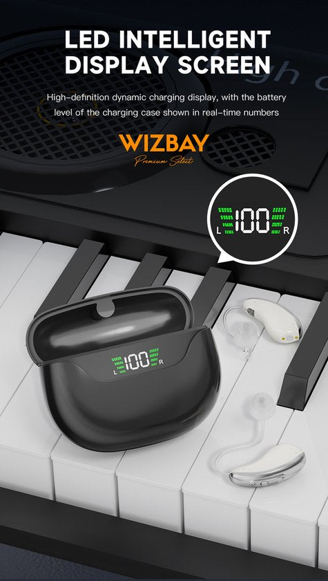 WizBay Premium Select® Digitale Gehoorapparaten AHO - 2 Stuks - Oplaadbaar - 16-kanaals DSP - Tinnitus Masking - Noise Reduction - Grijs