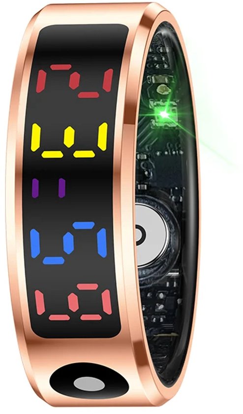 WizBay Premium Select® Smart Ring Color LED Rosé Goud - Maat 9 - Hartslag Slaap - Gesture - Multi Sport Modi
