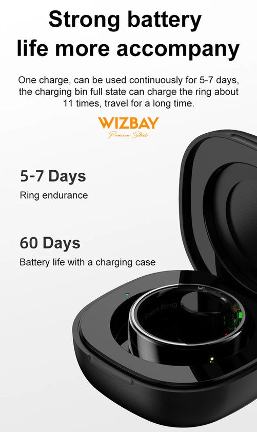WizBay Premium Select® Smart Ring Goud - Maat 11 - Smart Ring met Hartslag, Slaap, Zuurstof - Multi Sport Modi