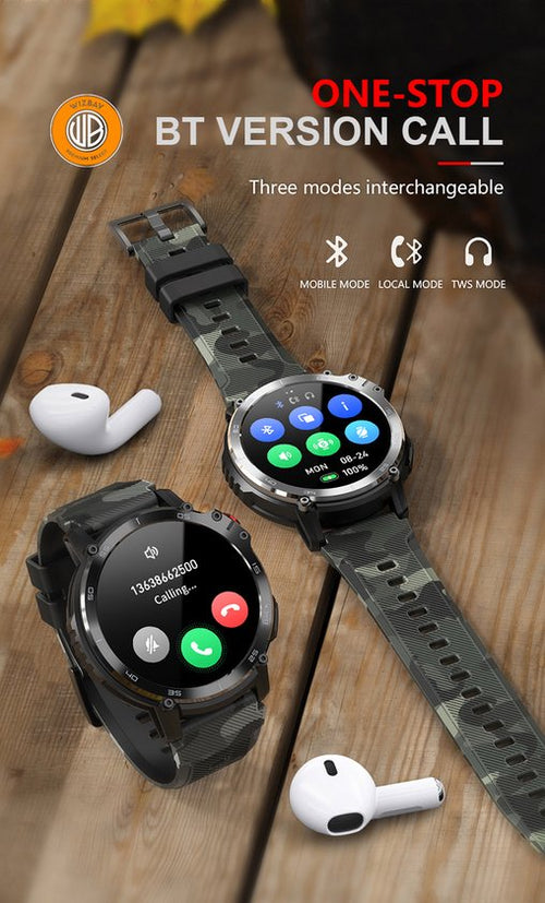 WizBay Premium Select® 1,6 Inch Sport Smartwatch - Bluetooth Bellen - Hartslag Bloeddruk Zuurstof - AI Voice Assist - IP68 Waterdicht - 24 Sportstanden - 400mAh Zwart