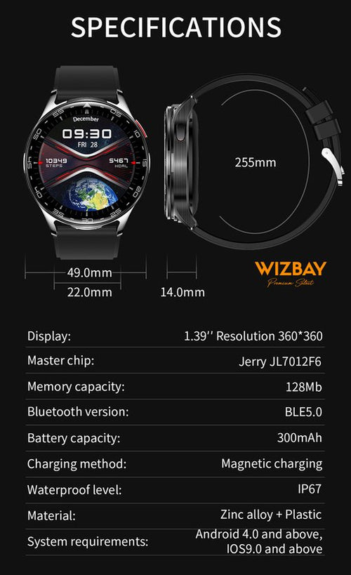WizBay Premium Select® 1.39inch 2in1 Sport Smartwatch Dames Heren MP3 Player met EARBUDS - 300Ah Watch - 25mAh Earbuds - Bluetooth Bellen - AI Voice - O2 Bloeddrukmeter Multi Sport Modes - Android iOS - Goud met Roze Siliconen Band