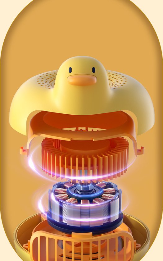 WizBay Premium Select® Kids Duck Shake Head 130º Draaibare Mini Fan - Hand Ventilator - High Volume Air 3 Standen - Octopus Voet - Universeel Inzetbaar - USB Oplaadbaar - Kleur Geel
