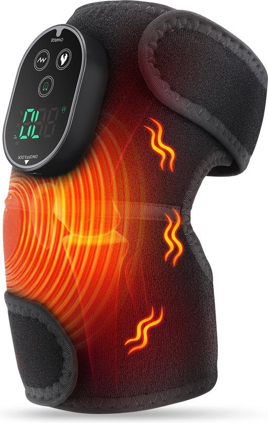 WizBay Premium Select® 3-in-1 Massage Brace – Knie, Schouder & Elleboog – Warmtecompressie & Vibratiemassage – LED Tiptoets Bediening – Draadloos Oplaadbaar – Zwart