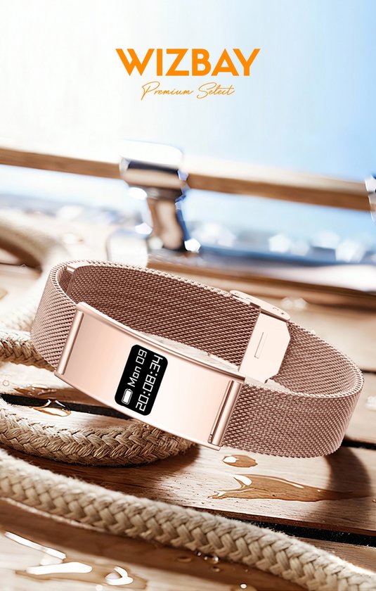 WizBay Premium Select® Smart Bracelet 2026 - Ultradun 2,8 mm - Hartslag en SpO2 - Slaapmonitor - 5ATM Waterdicht - Fitness Tracker - IPS Screen - Android en iOS - Zwart - Siliconen Band en Gewoven Siliconen Band