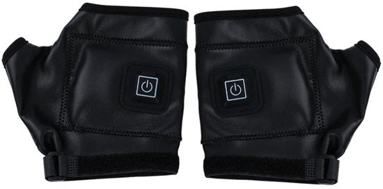 WizBay Premium Select® Elektrische Vingerloze Handschoenen – Winter Sport & Outdoor – 3 Warmtestanden (45-55°C) – 2000mAh Oplaadbare Batterij – PU Leren Thermo Handschoenen – Small