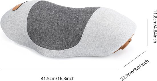 WizBay Premium Select® Nekmassagekussen - Shiatsu Nekkussen met Warmte en Vibratie - Ergonomisch - 3 Standen - Lichtgrijs