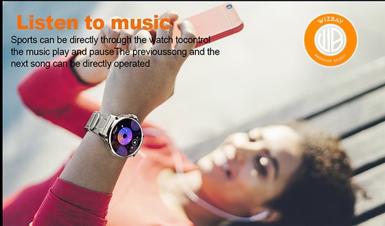 WizBay Premium Select® Sport Smartwatch 1.85 inch - Bluetooth Bellen - Hartslag en Zuurstofmeting - Slaapmonitor - 100+ Sportmodi - IP67 - Zilverkleurige Kast - Grijze TPU Band