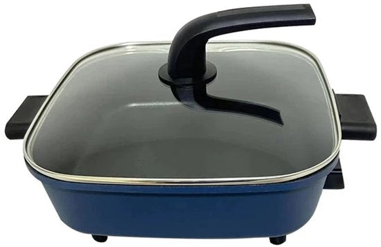 WizBay Premium Select® 3in1 Koreaanse Elektrische Grill 6L – Hotpot – Stoompan – Inclusief Aluminium Stoomplaat – Funcooking - Gourmetten - 4 tot 6 Personen – Anti Aanbak Laag – 1500W – Temperatuurregeling – Blauw