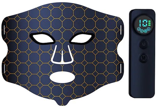 WizBay Premium Select® Infrared LED Light Therapy Mask – 220 LED Lampjes Actief – 450nm Blauw Licht, 660nm Rood Licht & 850nm Infrarood – Vibratiemassage – USB-C Oplaadbaar – Siliconen Gezichtsmasker