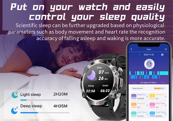 WizBay Premium Select® 1.39inch Sport Smartwatch Dames Heren TFT - Android en iOS - Bellen - Magnetic Laden - Slaap Hart Monitor - O2 Bloeddrukmeter - Sport Modi - Message - Smartwatches - Allu Mat Zwarte Case Blauwe Allu Rim - Zwarte TPU Band