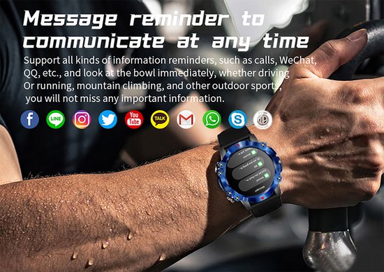 WizBay Premium Select® 1.39inch Sport Smartwatch Dames Heren TFT - Android en iOS - Bellen - Magnetic Laden - Slaap Hart Monitor - O2 Bloeddrukmeter - Sport Modi - Message - Smartwatches - Allu Mat Zwarte Case Blauwe Allu Rim - Zwarte TPU Band