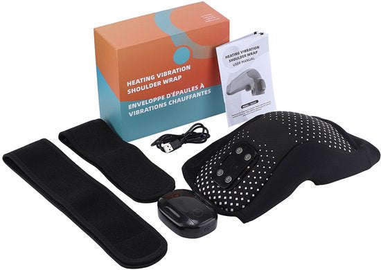 WizBay Premium Select® SchouderBrace - Massage 3 Standen Vibration en 6 Warmte - 3-Dimensionaal Soft Wrap Design - LED Tiptoets Computer - Zwart