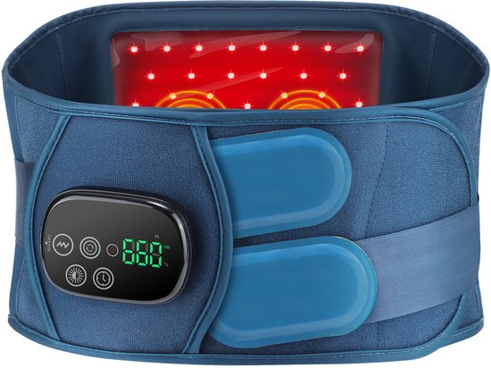 WizBay Premium Select® Roodlicht Therapie Riem - 660nm 850nm - 46 LED Beads - Vibratiemassage - Draadloos Oplaadbaar - 5000mAh - Blauw