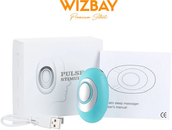 WizBay Premium Select® Draagbaar Elektrisch Slaapondersteuningsapparaat - Handheld Insomnia Slaaphulp – EMS Micro-Current Technologie – 2 Modi 15 Instelbare Sterktes – Stressvermindering Slaaptrainer – Oplaadbaar 300mAh – Compact & Sti