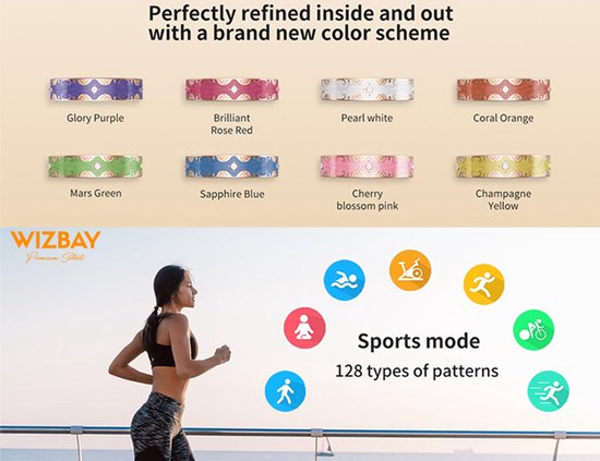 WizBay Premium Select® Bohemian Smart Ring - Champagne Yellow - Hartslag, Slaap en Zuurstofmeting - Activiteitstracker - Maat 8