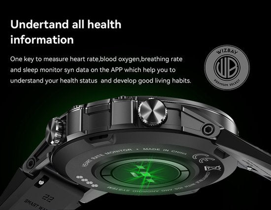 WizBay Premium Select® Sport Smartwatch - 1,39 Inch IPS Scherm - Bluetooth Bellen - Hartslag Bloeddruk Zuurstof - 100+ Sportstanden - 400mAh - Zwart