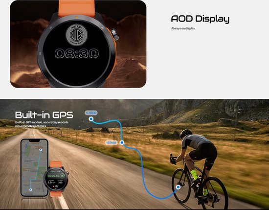 WizBay Premium Select® 1.43inch Amoled Sport Smartwatch Dames Heren - 3ATM Watervast - GPS - Kompas - Bluetooth Bellen - Hartslagmonitor & Slaaptracking - Bloedzuurstofmeting - Stressmeting - Multiple Sport Modi - Smartwatches - Zwart