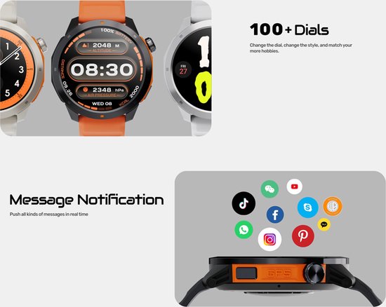 WizBay Premium Select® 1.43inch Amoled Sport Smartwatch Dames Heren - 3ATM Watervast - GPS - Kompas - Bluetooth Bellen - Hartslagmonitor & Slaaptracking - Bloedzuurstofmeting - Stressmeting - Multiple Sport Modi - Smartwatches - Zwart