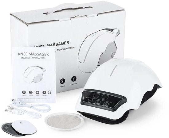 WizBay Premium Select® 3 in 1 Smart Infrarood Knie Elleboog en Schouder Massager – 360° Warmtecompressie 9 Vibratieniveaus - 3 Warmtestanden 45°C 55°C 65°C – Moxa Verwarming Infrarood Therapie Elektrodenfunctie - LED Tiptoets Computer Design – Wit