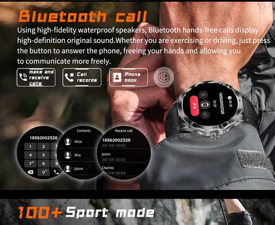 WizBay Premium Select® Smartwatch 1.85 Inch AMOLED - Bluetooth Bellen - AI Voice - Hartslag Slaap Bloeddruk en SpO2 - 100+ Sportmodi - 710mAh - Zilver