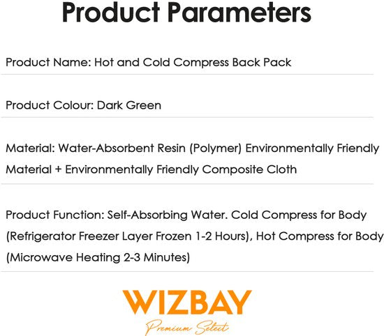 WizBay Premium Select® 58×35cm Hot & Cold Compress Rug en Body Pack – Herbruikbare Warmte- en Koudekompres – Langdurige Koeling – Snelle Opwarming – Flexibel & Milieuvriendelijk – Herbruikbaar