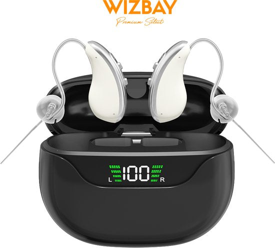 WizBay Premium Select® Digitale Gehoorapparaten AHO - 2 Stuks - Oplaadbaar - 16-kanaals DSP - Tinnitus Masking - Noise Reduction - Grijs