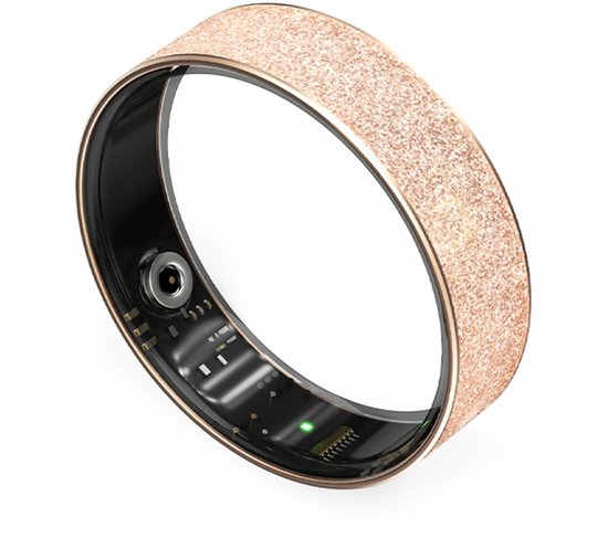 WizBay Premium Select® Gouden FrostLook Smart Ring Dames Heren - Oplaad Case - Hypoallergeen - Hartslag & Slaap Monitor - IP68 Waterdicht - O2 Meting - Gesture Functie - Multiple Sport Modi - #9