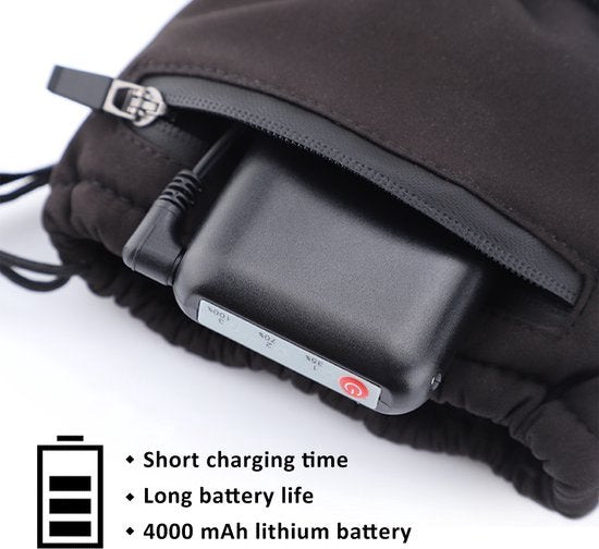 WizBay Premium Select® Verwarmde Handschoenen XL - 2x sterke 4000mAh sterke Batterij - Winter Handschoenen - 3 Standen Instelbaar - Waterdicht - Touchscreen Vingers - Extra Hand en Pols Sluiting - Zwart