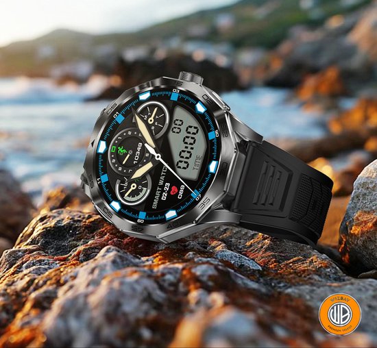 WizBay Premium Select® Smartwatch 1.85 Inch AMOLED - Bluetooth Bellen - AI Voice - Hartslag Slaap Bloeddruk en SpO2 - 100+ Sportmodi - 710mAh - Zilver