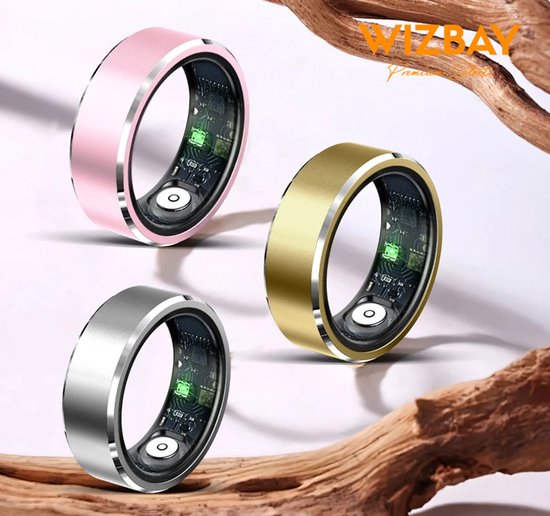 WizBay Premium Select® Aluminium Zilver Blush Smart Ring Dames Heren - Oplaad Case - Hypoallergeen - Hartslag & Slaap Monitor - IP68 Waterdicht - O2 Meting - Gesture Functie - Multiple Sport Modi - #12