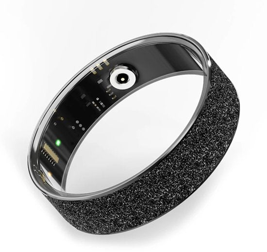 WizBay Premium Select® Zwarte FrostLook Smart Ring Dames Heren - Oplaad Case - Hypoallergeen - Hartslag & Slaap Monitor - IP68 Waterdicht - O2 Meting - Gesture Functie - Multiple Sport Modi - #10
