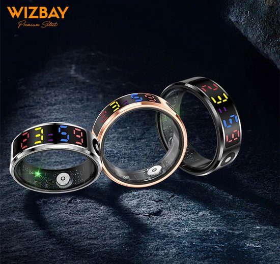 WizBay Premium Select® Smart Ring Color LED Rosé Goud - Maat 8 - Hartslag Slaap Bloeddruk Zuurstof - Gesture - Multi Sport Modi