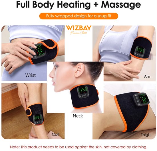 WizBay Premium Select® Elektrische Microcurrent Massage Belt – EMS Pulse Massage met Afstandsbediening – 8 Modi - 19 Intensiteitsniveaus – Verwarming Airbag Drukmassage – Arm Nek Hand Voet en Been – Met Verlengband