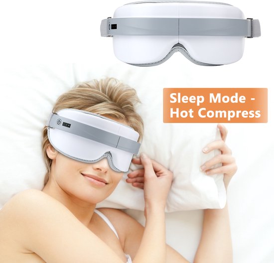 WizBay Premium Select® 3 in 1 Vibration Warmte en Acupoint Oogmasker - Oogmasker Slaap - Oogmasker Wallen - Oogmasker Warm - 4 Standen - Automatic - Beauty Pupil Mode - Vitality Mode - Sleep Mode - Ingebouwde Soft Relax Muziek - Oplaadbaar - Wit