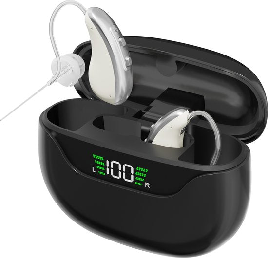 WizBay Premium Select® Digitale Gehoorapparaten AHO - 2 Stuks - Oplaadbaar - 16-kanaals DSP - Tinnitus Masking - Noise Reduction - Grijs