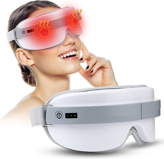 WizBay Premium Select® 3 in 1 Vibration Warmte en Acupoint Oogmasker - Oogmasker Slaap - Oogmasker Wallen - Oogmasker Warm - 4 Standen - Automatic - Beauty Pupil Mode - Vitality Mode - Sleep Mode - Ingebouwde Soft Relax Muziek - Oplaadbaar - Wit