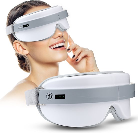 WizBay Premium Select® 3 in 1 Vibration Warmte en Acupoint Oogmasker - Oogmasker Slaap - Oogmasker Wallen - Oogmasker Warm - 4 Standen - Automatic - Beauty Pupil Mode - Vitality Mode - Sleep Mode - Ingebouwde Soft Relax Muziek - Oplaadbaar - Wit