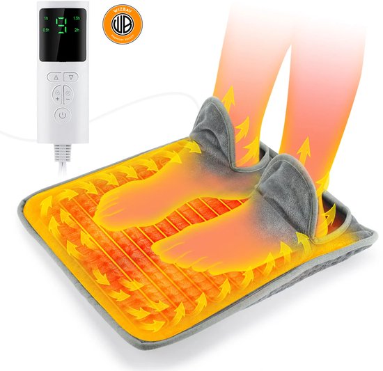 WizBay Premium Select® Elektrisch Voetverwarmingskussen – 9 Temperatuurstanden – Afstandsbediening – Superzacht Kristalstof – Timerfunctie – Wasbaar – 75W – Voor Thuis & Kantoor