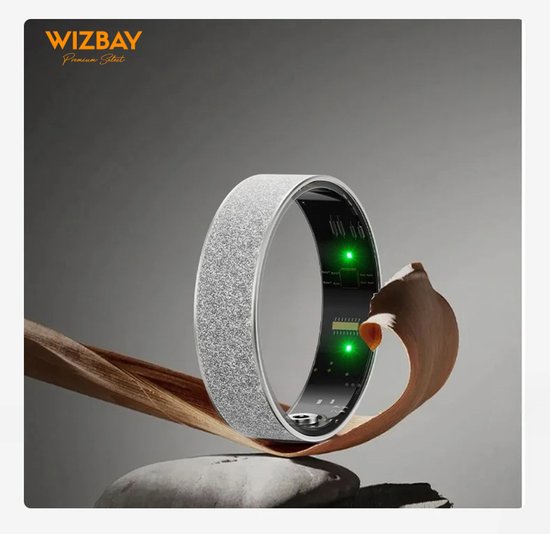 WizBay Premium Select® Gouden FrostLook Smart Ring Dames Heren - Oplaad Case - Hypoallergeen - Hartslag & Slaap Monitor - IP68 Waterdicht - O2 Meting - Gesture Functie - Multiple Sport Modi - #9