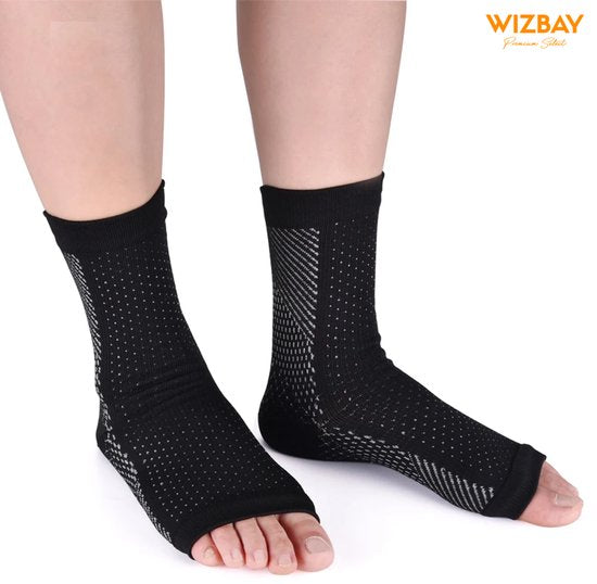 WizBay Premium Select® Compressie Sokken – Orthopedische Sport en Herstel Steunkousen – Enkelbrace en Voetondersteuning bij Hielspoor (Plantar Fasciitis) – Ademend, Elastisch & Vochtregulerend – Unisex – Nylon Spandex – FAGG Geregistreerd - M 38-41